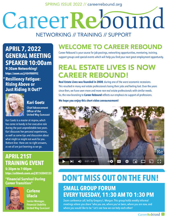 Spring 2022 Career Rebound newsletter