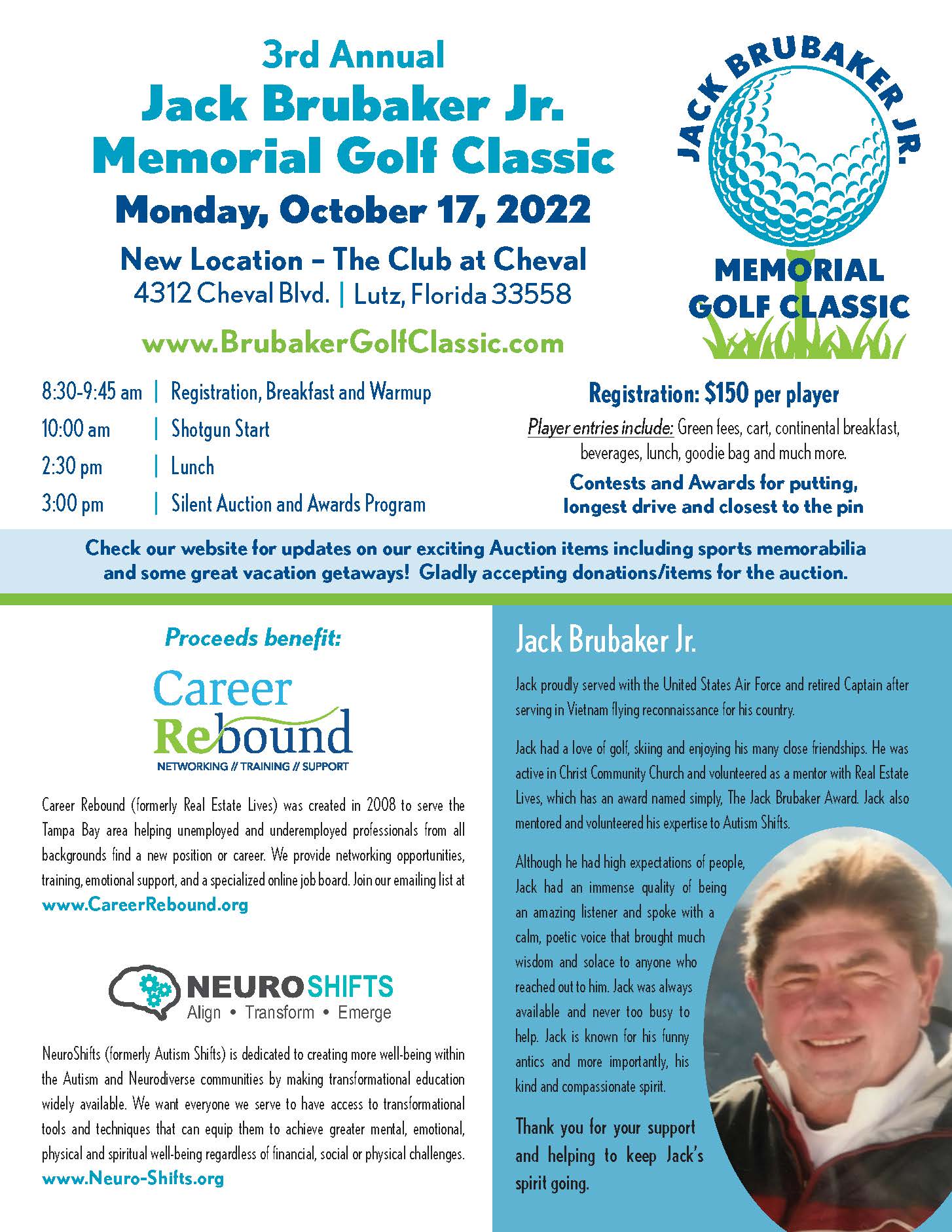 Jack Brubaker, Jr. Memorial Golf Classic Flyer 2022