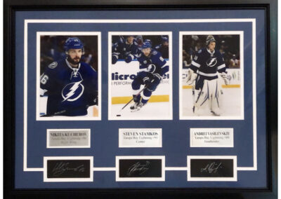 Kucherov, Stamkos and Vasilevskiy Facsimile Signed Lightning Collage